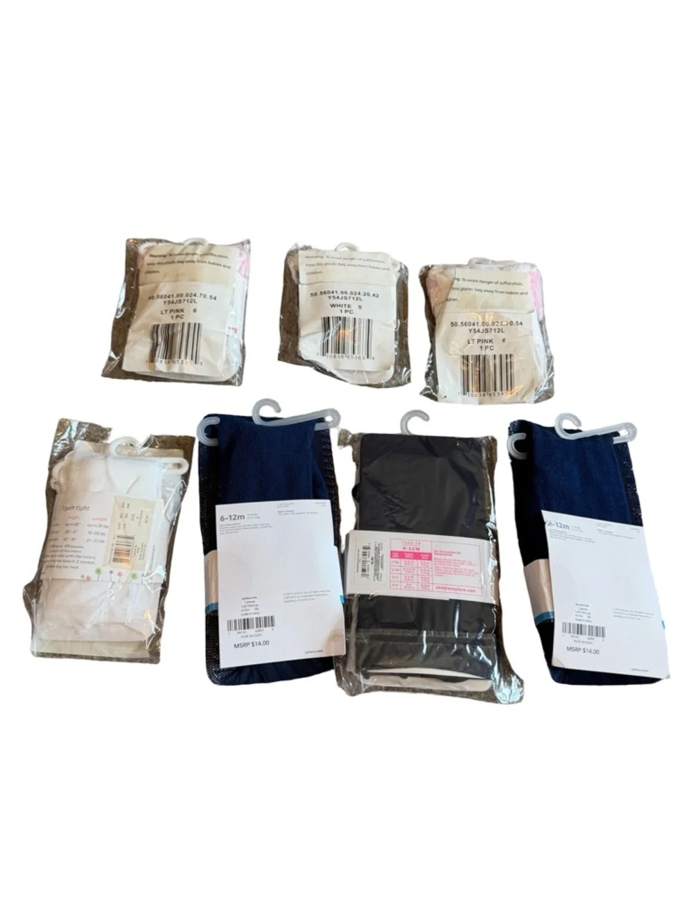 Carters Children's Place Starting Out Eight Pairs Baby Girl Tights OM - 12M New